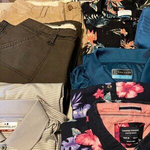5 lb Reseller Men's Lot Short Sleeve Shirts And Shorts Assorted Sizes And Brands